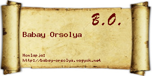 Babay Orsolya névjegykártya